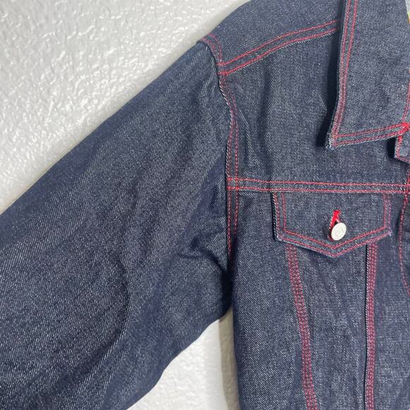 Boom Boom Vintage Jacket Womens Size Medium Denim Blue Dark Wash Button Jean - Picture 8 of 16